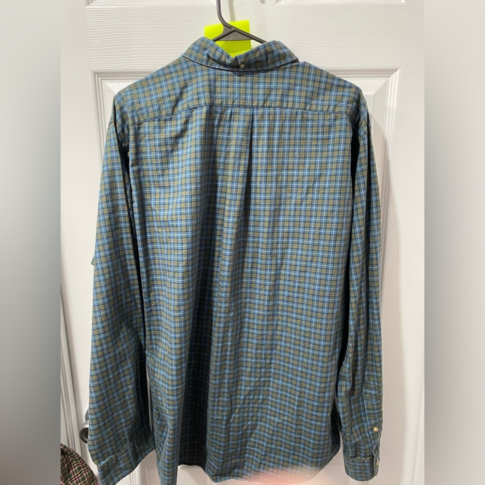 Ralph Lauren mens button down shirt size XL, blue plaid, cotton, good condition. - Picture 5 of 7